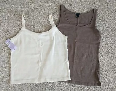 Lot Of 2: Women Tank Tops BP. Large Ivory (Nordstrom) H&M (Med) Brown Preowned • $2.99