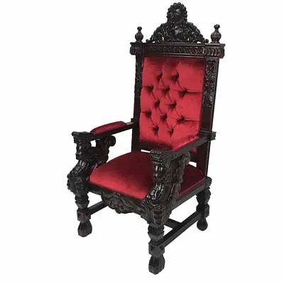 Large Carved Solid Mahogany Sphinx King/Throne Chair Antique • $1095