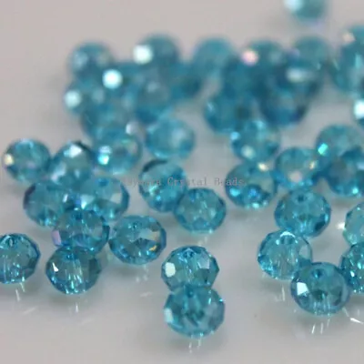 $1.19 • Buy Lake Blue Color 2mm 4mm 6mm 8mm Rondelle Austria Faceted Crystal Glass Beads
