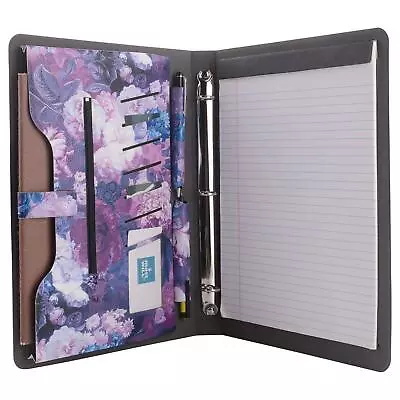 3-Ring Binder Portfolio Case Floral Painting PU Leather Binder Padfolio Bus... • $40.32