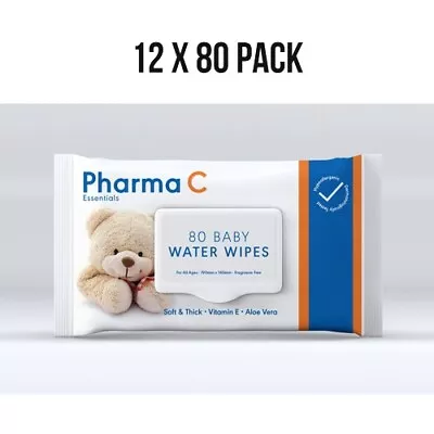 960 Pharma C Baby Water Wipes Wet Wipes Bulk Mega Pack 12 X 80 Pack • $19.60