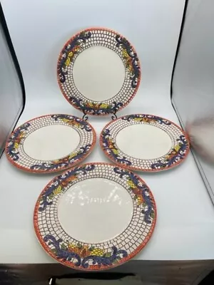 6912 / 27 Pomegranates  / Lemon Mosaic Made In Italy Dinner Plate 10 1/2  • $38.25