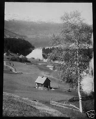 Glass Magic Lantern Slide THE LAKE AT BERGEN NORWAY  • £15