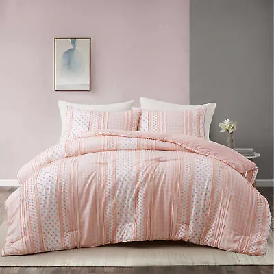 UNIKOME Pink Soft Microfiber Clipped Comforter Sets King Or Queen Duvet • $55.65