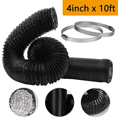 Multipurpose Dryer Vent Hose 4'' Insulated Flexible Duct 10FT With 2 Duct Clamps • $13.99