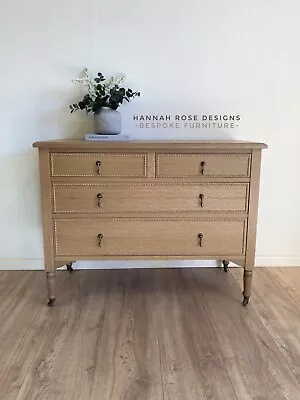 Solid Oak Edwardian Chest Of Drawers With Beading Professionally Restored. • £635