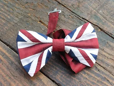 Union Jack Silk Bow Tie In Traditional Red/ White And Blue • £15