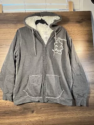 Disney World Parks Sherpa Lined Heavy Sweatshirt Womens XL Gray 71 Mickey Mouse • $22.45