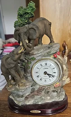 Colonial African Elephant Mantel Clock-Juliana-Cold Cast Bronze • £40