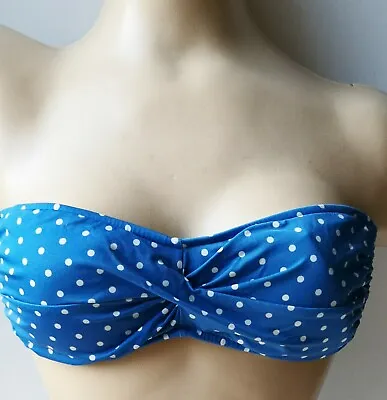 Ralph Lauren Polo Blue Spot Bandeau Ruched Bikini Top Size 6 • £9.99