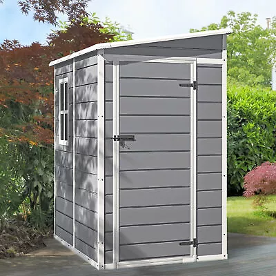 5x4 FT Resin Outdoor Storage Shed With Floor Large Storage Shed With Lockable • $339.89