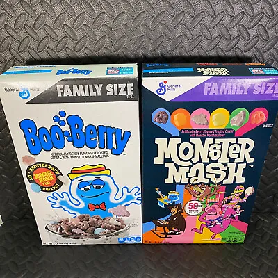 FAMILY SIZE BOO BERRY AND MONSTER MASH 50th ANNIVERSARY NEW CEREAL BOX LOT 16oz • $26.92