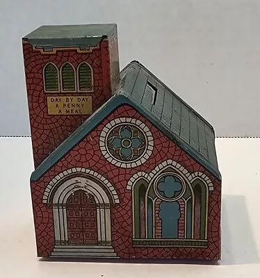 J. Chein Tin Litho Church Coin Bank Made USA  • $24.95