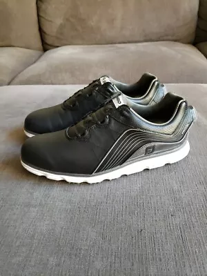 Size 10.5 - FootJoy Mens Pro SL Boa Spikeless Golf Shoes Black Leather Excellent • $69.99