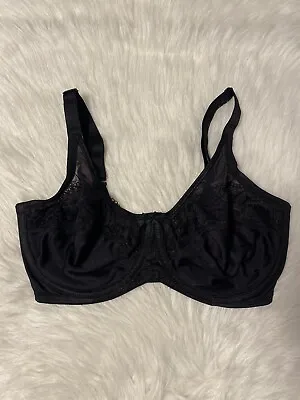 Lilyette Bra Womens Size 34DDD Black Sheer Lace Top Unlined Underwire • £14.60