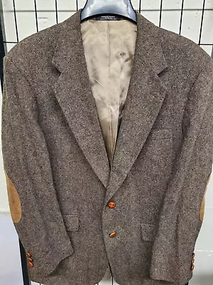 Vintage Stafford Blazer Mens 40R Brown Wool Tweed Elbow Patch Sport Coat Jacket • $69.97