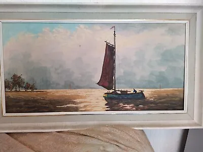 £35 • Buy Antique Oil Painting On Canvas Signed.Life On The Sea 