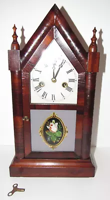 Antique E.N. Welch Gothic Steeple Mantel Clock 30-Hour Time/Strike Key-wind • $175