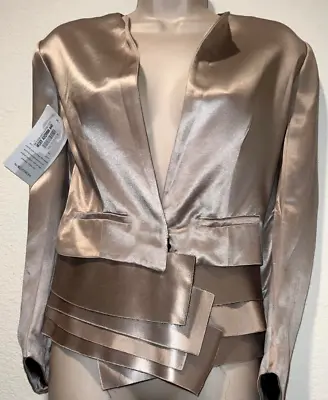 HAIDER ACKERMANN Tiered Beige Long Sleeve Jacket Size 38 $320 NWOT #440 • $265