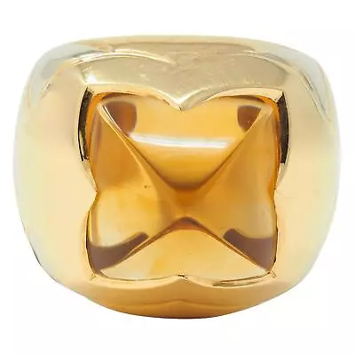 Bulgari Citrine 18 Karat Two-Tone Gold Pyramid Quatrefoil Dome Ring • $2175