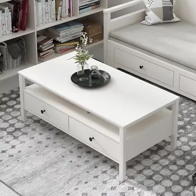 Floriana White 121cm Coffee Table With Open Shelf And 2 Drawers Storage • $299.90