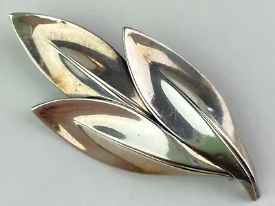 STERLING 925 DENMARK M.S. 3-Leaf Pin Brooch 4.9g Modernist Vintage • $19.99