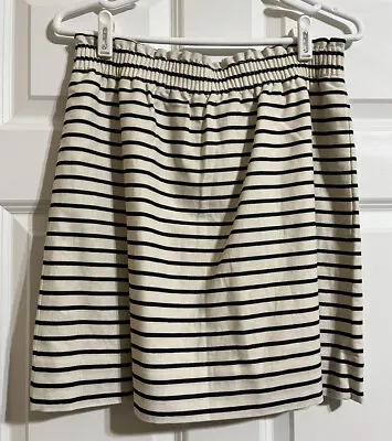 J. Crew Navy Blue Ivory Striped City Mini Skirt Lined Cotton Size 8 NWT • $35