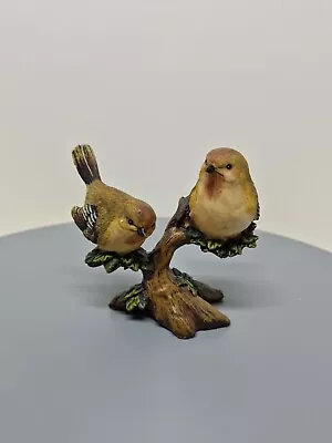 Vintage 2 Small Finch Bird On Branch Figurine Resin 4  In Pretty C14te • $14.99