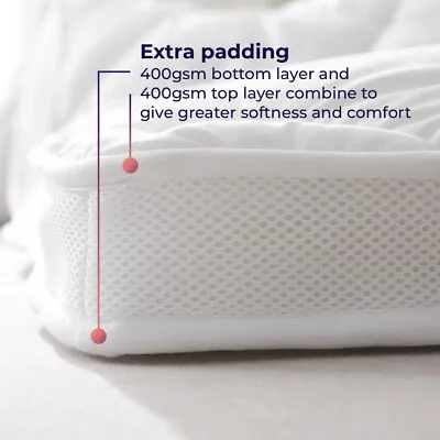 Mattress Bed Topper Protector Pad Air Flow Mesh Panels Single Double King • £15.99