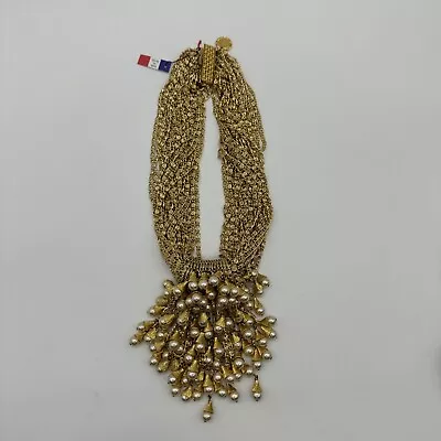 Magnificent 1969 Monet Gold-tone Festoon Chain Statement Necklace Pendant • $300