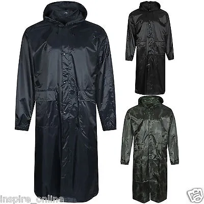 Mens Womens Unisex Long Hooded Rain Coat Waterproof Kagool Rain Mac Coat Jacket • £45