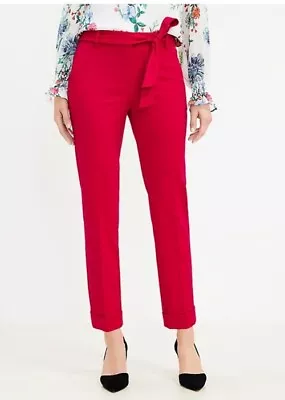 NEW LOFT Petite Devin Tie Waist Slim Pants Size Petite 0  Fuchsia Pink • $39