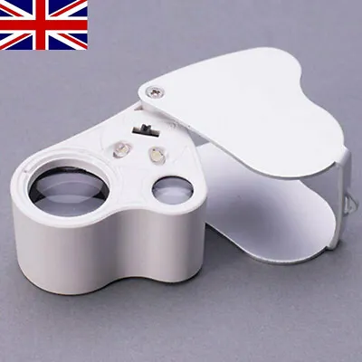 30x/60x LED Magnifying Glass Magnifier Jeweler Eye Jewelry Loupe Loop With Light • £6.99