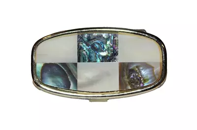 Vintage Mid-century Design Lipstick Tube Clip-on Mirror W/ Mother Of Pearl Inlay • $12.99