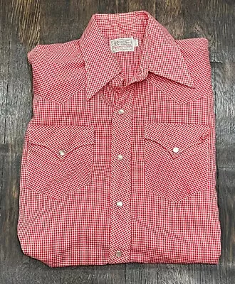 Vintage Western H Bar C Plaid Pearl Snap Cowboys Rockabilly Rancher Shirt Medium • $29.36