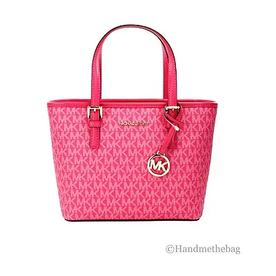 Michael Kors Jet Set PVC Leather XS Carryall Top Zip Tote Bag Purse • $119