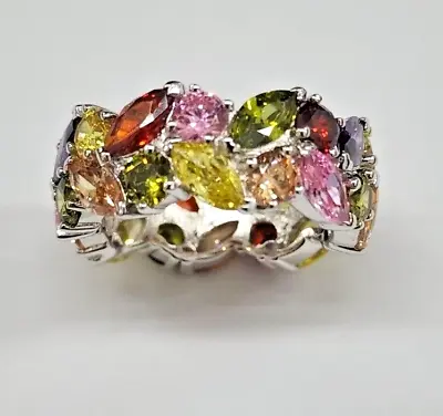 Charles Winston Sterling Silver Multi-Color Cubic Zirconia Size 7.75 • $150