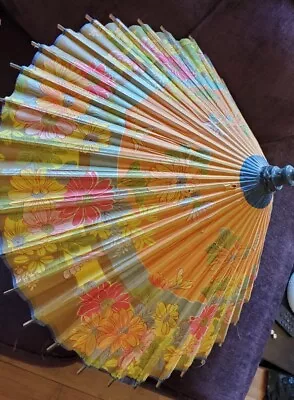 Vintage Japanese Flower Paper Umbrella 28” • $7.50