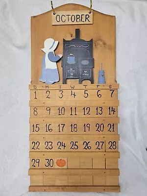 Vintage Handmade Wooden Perpetual Calendar  • $65