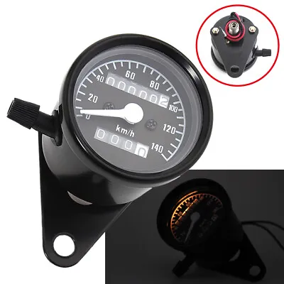 Black 12V Universal Odometer Speedometer Tachometer Gauge Cafe Racer Motorcycle • $17.94