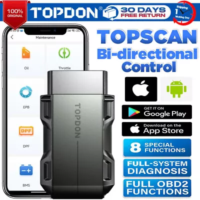 2024NEW! TOPDON Topscan OBD2 Scanner Code Reader Full System Car Diagnostic Tool • £49