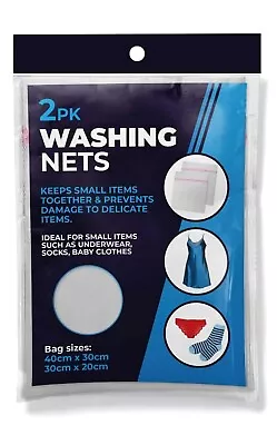 Washing Machine Net Bags Laundry Mesh Zipped Clothes Bra Sox Underwear Wash 2PK • £3.35