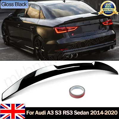 For Audi A3 S3 Rs3 8v Saloon Gloss Black M4 Style Rear Boot Spoiler Wing 13-2020 • £49.85
