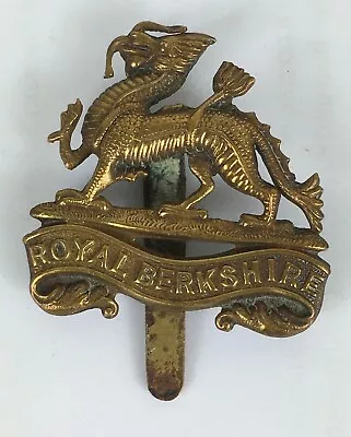 Royal Berkshire Regiment Cap Badge With Slider Brass Vintage 50 X 40mm (#F5) • £9.95