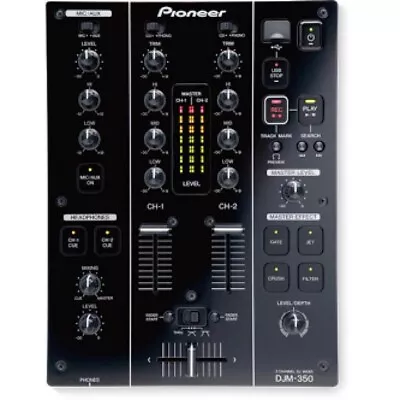 Pioneer DJM-350 2 Channel DJ Mixer Black 2010 USB 3-Band Equalizer EX Cond Used • $613.52