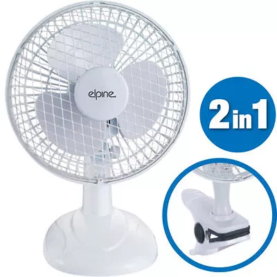 2 In 1 6  Inch Clip On Fan Portable Desk Table 2 Speed Tilt Office Home Cool Air • £6.90