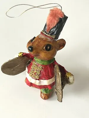 PAPER MACHE CHRISTMAS Mouse Marching Band Cymbals ORNAMENTS 70s VINTAGE Taiwan • $18.64