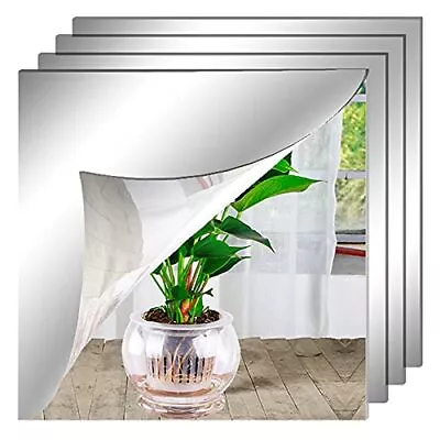 4 Pieces Flexible Mirror Sheets Mirror Tiles Self Adhesive Sheets Acrylic Mir... • $21.96