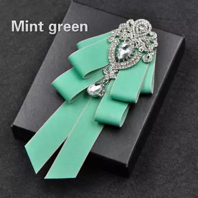 Men Bow Tie Rhinestone Crystal Satin Tied Necktie Formal Wedding Party Retro • $14.24