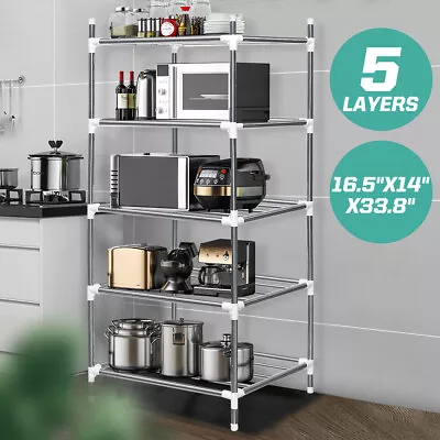 5 Tier Kitchen Pan Stand Saucepan Pot Rack Chrome Storage Holder Shelf Organiser • £16.59